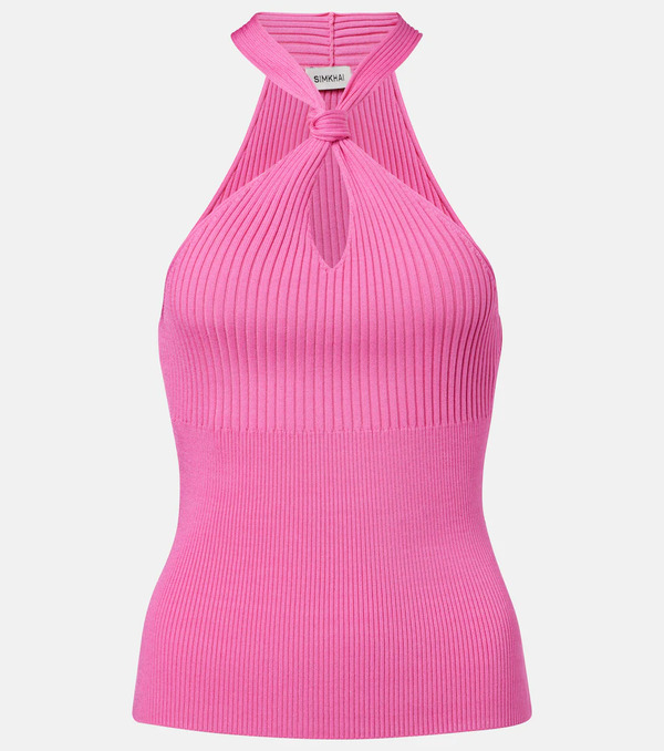 Simkhai Simkhai Andrea Ribbed-knit Halterneck Top 