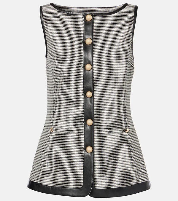  Simkhai Simkhai Cressida Checked Faux Leather-trimmed Vest 