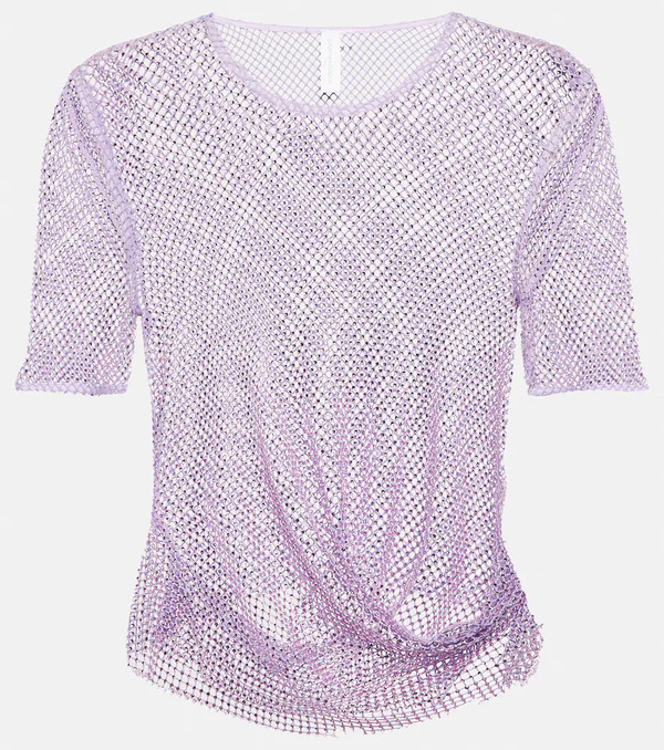  Simkhai Simkhai Electra Embellished Mesh Cropped Top 