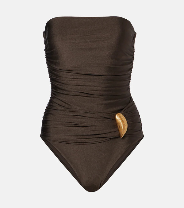  Simkhai Simkhai Lorena Applique Ruched Swimsuit 