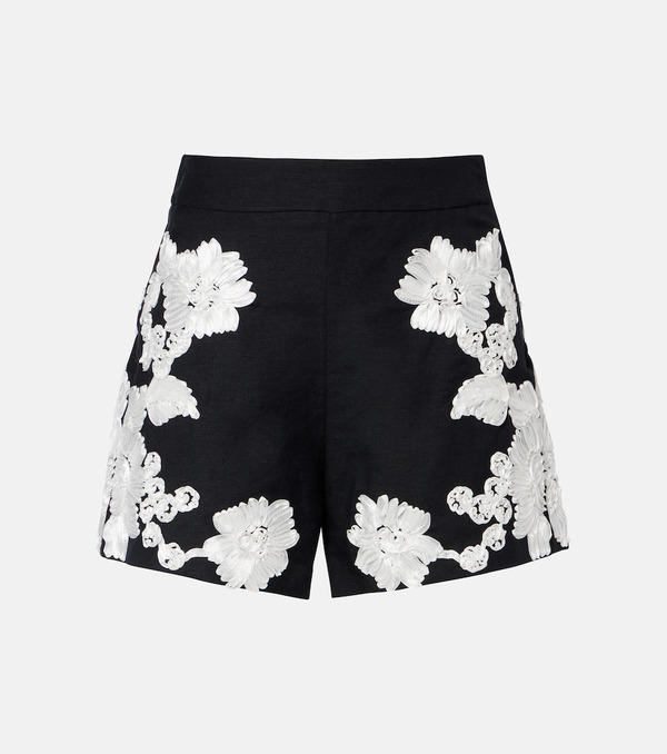  Simkhai Simkhai Sammi Embroidered Linen-blend Shorts 