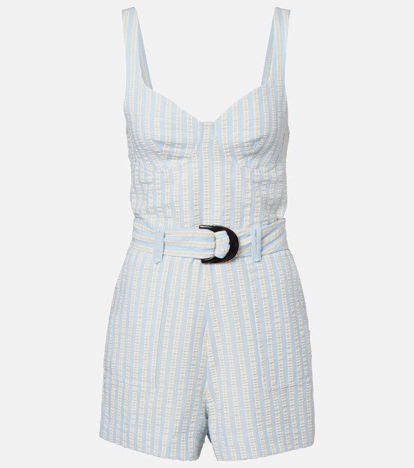  Simkhai Simkhai Striped Cotton-blend Seersucker Romper 