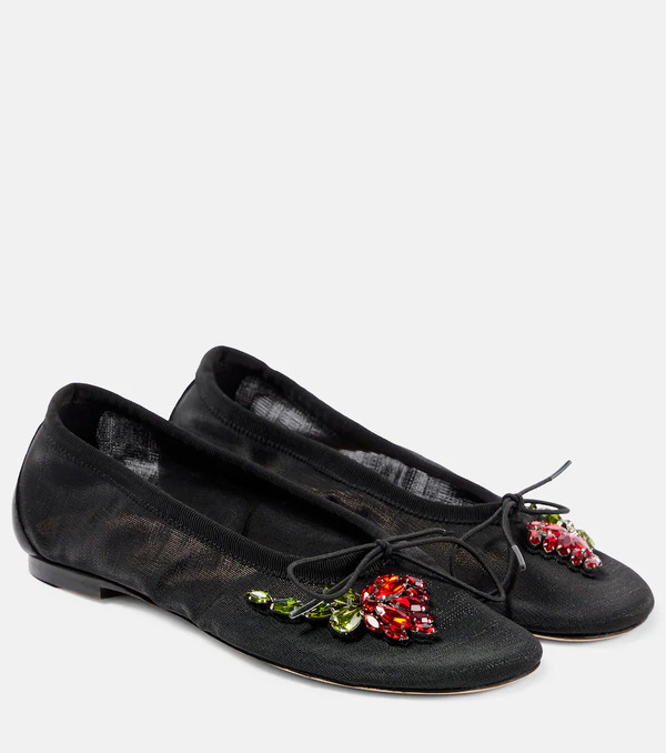  Simone Rocha Simone Rocha Bow-detail Embellished Ballet Flats 