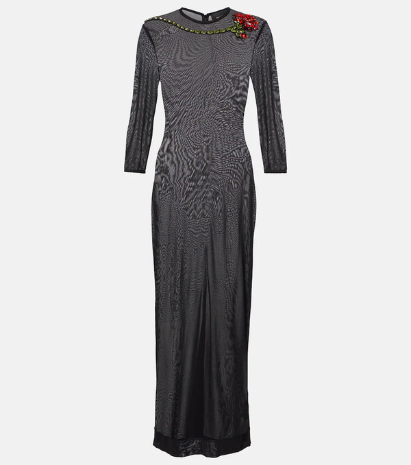  Simone Rocha Simone Rocha Crystal-embellished Sheer Cocktail Dress 