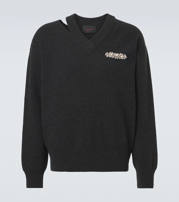  Simone Rocha Simone Rocha Cutout Embellished Wool-blend Sweater 