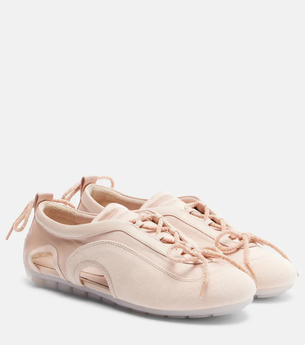  Simone Rocha Simone Rocha Cutout Suede-trimmed Satin Sneakers 