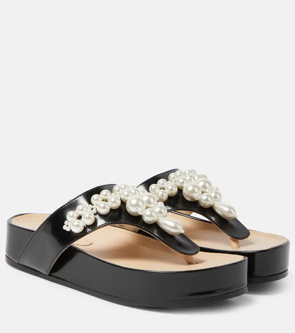  Simone Rocha Simone Rocha Embellished Leather Thong Sandals 