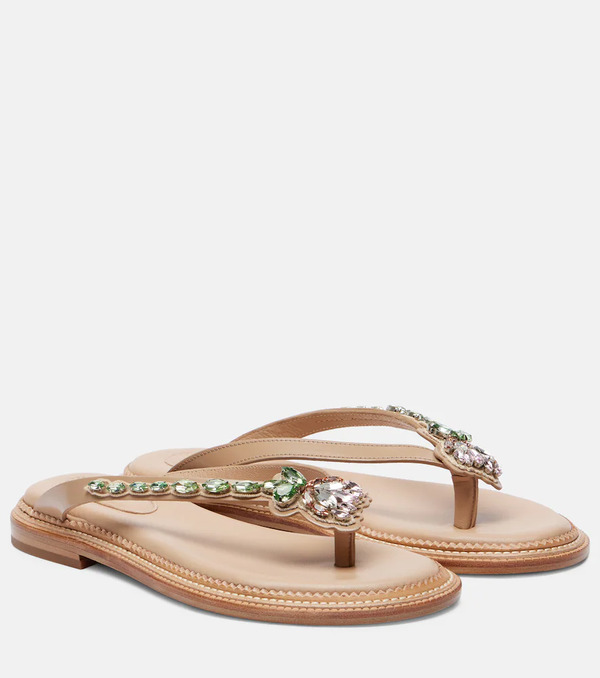  Simone Rocha Simone Rocha Embellished Leather Thong Sandals 