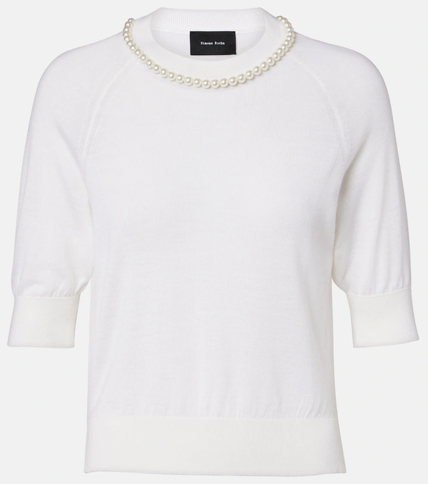  Simone Rocha Simone Rocha Embellished Wool And Silk Top 