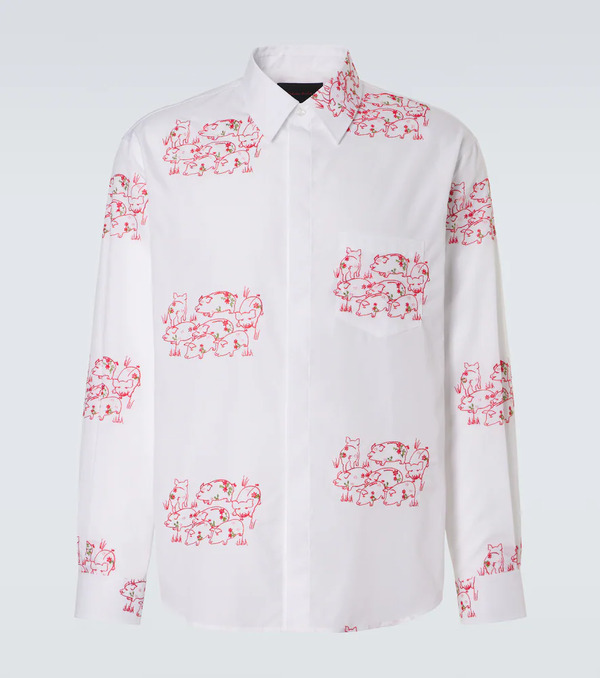  Simone Rocha Simone Rocha Embroidered Cotton Poplin Shirt 