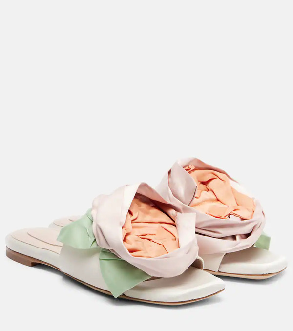  Simone Rocha Simone Rocha Floral-applique Satin Slides 