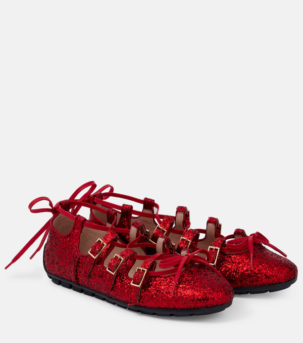  Simone Rocha Simone Rocha Ghillie Glitter Ballet Flats 