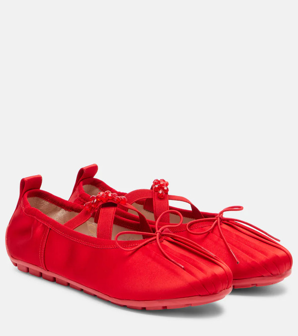  Simone Rocha Simone Rocha Grip Embellished Satin Ballet Flats 