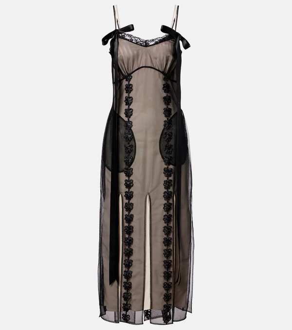 Simone Rocha Simone Rocha Lace-trimmed Sheer Midi Dress 