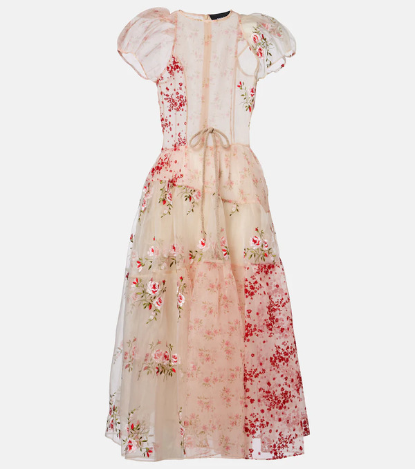  Simone Rocha Simone Rocha Patchwork Sheer Organza Midi Dress 