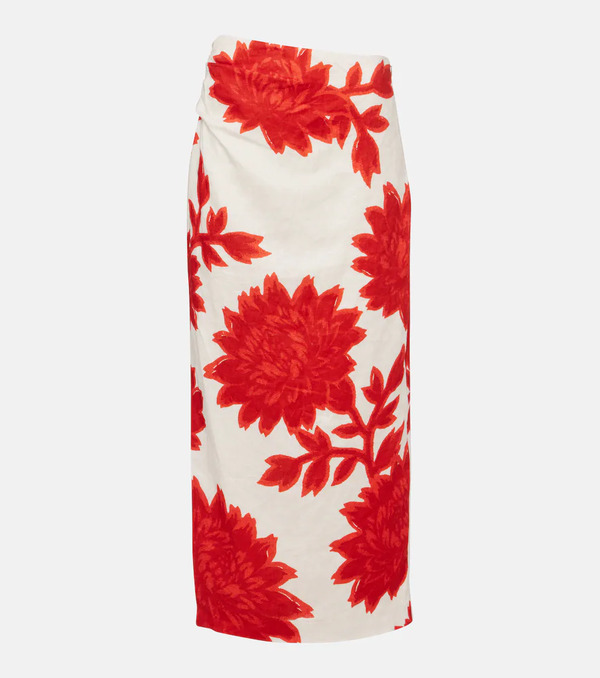  Sir Sir Floral Linen Midi Skirt 