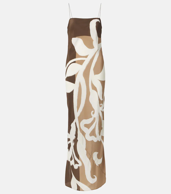  Sir Sir Floral Printed Silk Satin Maxi Dress 