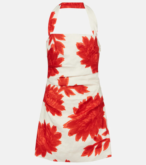  Sir Sir Floral Ruched Linen Minidress 