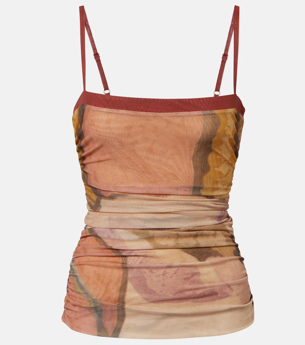  Sir Sir Gathered Printed Mesh Tank Top 