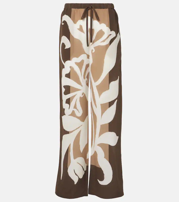 Sir Sir Portia Printed Silk Satin Wide-leg Pants 