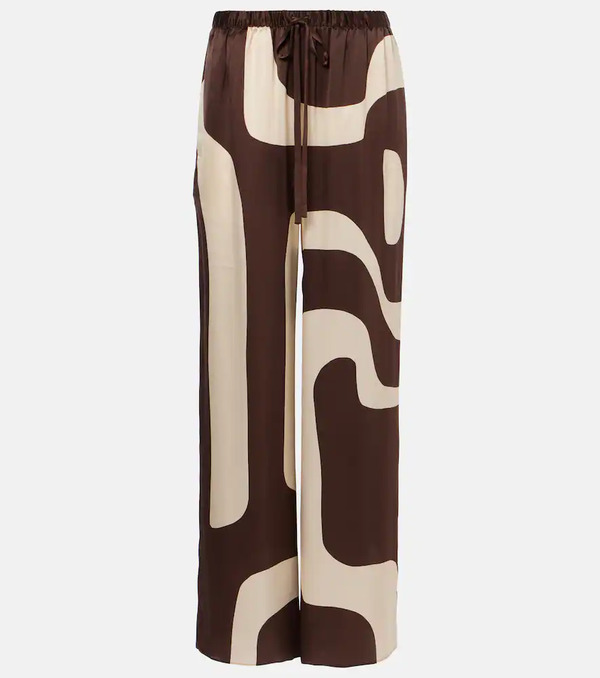  Sir Sir Printed Silk Satin Straight Pants 