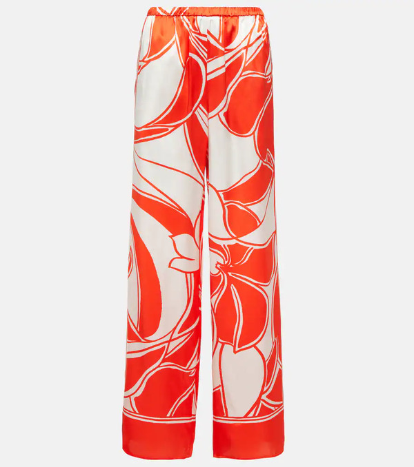  Sir Sir Ramona Printed Silk Satin Wide-leg Pants 