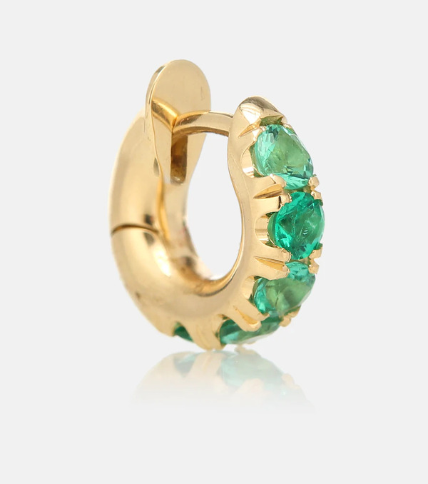  Spinelli Kilcollin Spinelli Kilcollin Mini Macro Hoop 18kt Gold And Emerald Single Earring 
