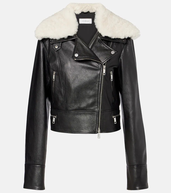  Sportmax Sportmax Toscana Shearling-trimmed Leather Jacket 