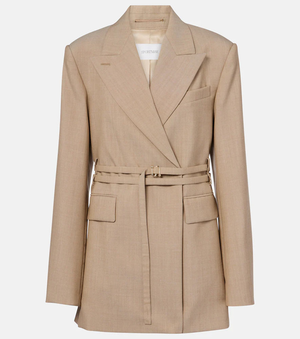  Sportmax Sportmax Tubinga Belted Virgin Wool Blazer 