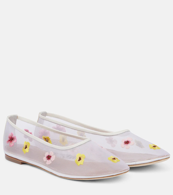  Staud Staud Alba Floral Mesh Ballet Flats 