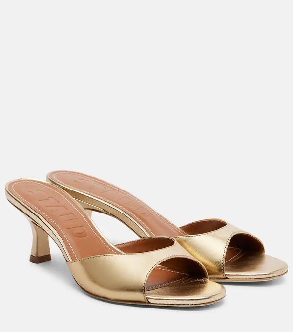  Staud Staud Brigitte 100 Metallic Leather Mules 