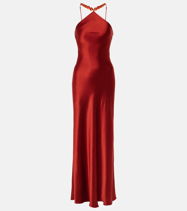  Staud Staud Cadence Beaded Satin Gown 