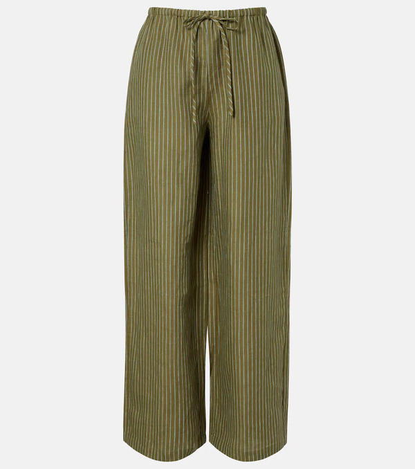  Staud Staud Mateo Pinstripe Linen Wide-leg Pants 