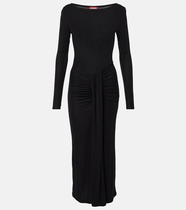  Staud Staud Ruched Jersey Midi Dress 