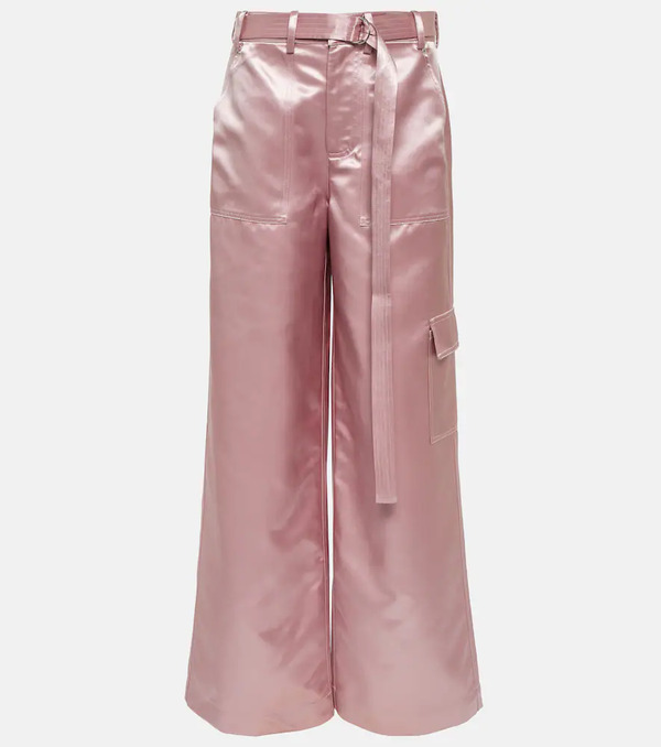  Staud Staud Shay High-rise Satin Wide-leg Pants 