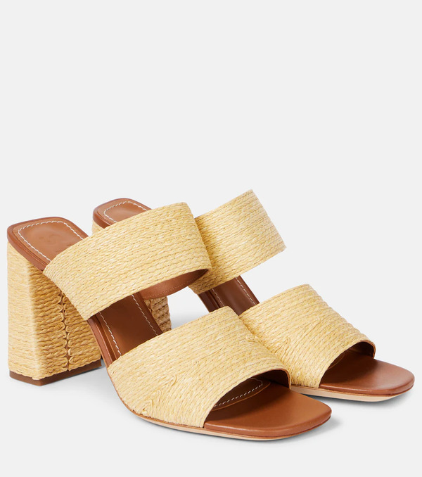  Staud Staud Skylar Raffia And Leather Mules 
