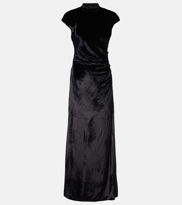  Staud Staud Tina Ruched Velvet Gown 