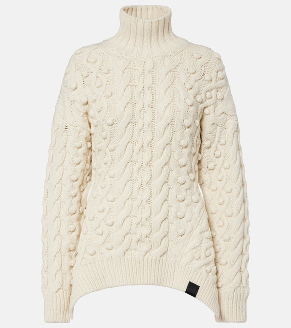  Stella Mccartney Stella Mccartney Cable-knit Draped Wool Turtleneck Sweater 
