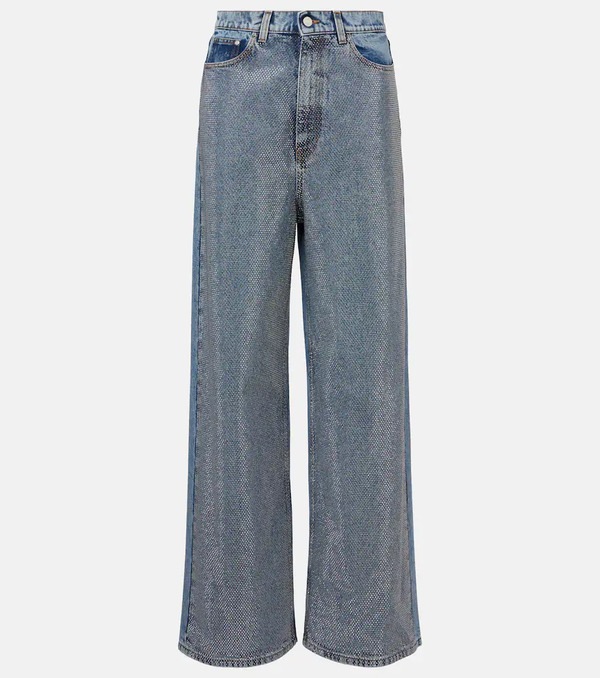  Stella Mccartney Stella Mccartney Crystal-embellished Wide-leg Jeans 