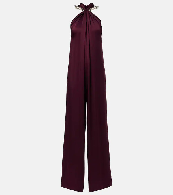  Stella Mccartney Stella Mccartney Embellished Halterneck Satin Jumpsuit 