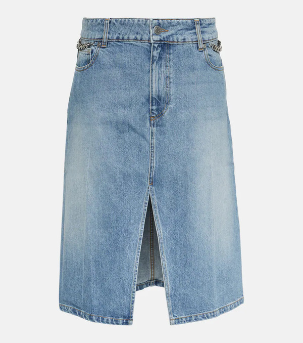  Stella Mccartney Stella Mccartney Front-slit Denim Midi Skirt 