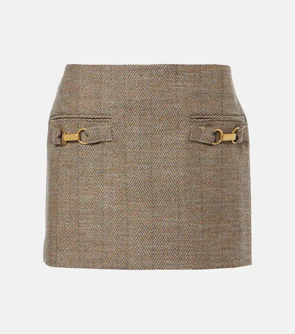  Stella Mccartney Stella Mccartney Herringbone Wool-blend Miniskirt 