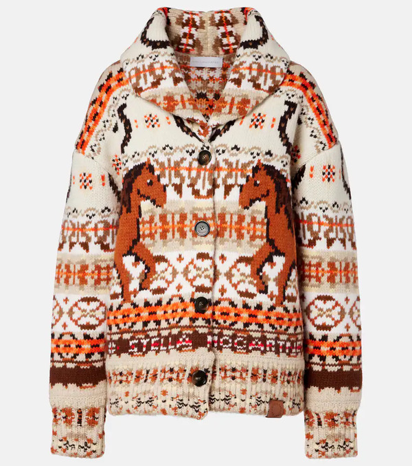  Stella Mccartney Stella Mccartney Intarsia Oversized Virgin Wool Cardigan 