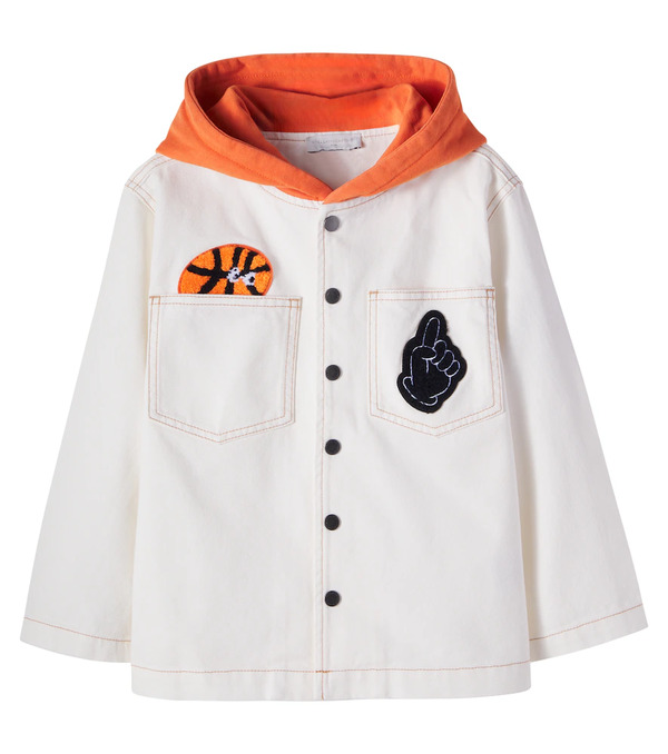  Stella Mccartney Kids Stella Mccartney Kids Embroidered Cotton Canvas Jacket 