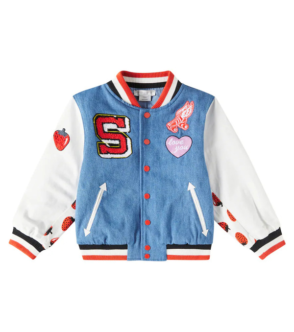  Stella Mccartney Kids Stella Mccartney Kids Logo Patch-applique Denim Varsity Jacket 