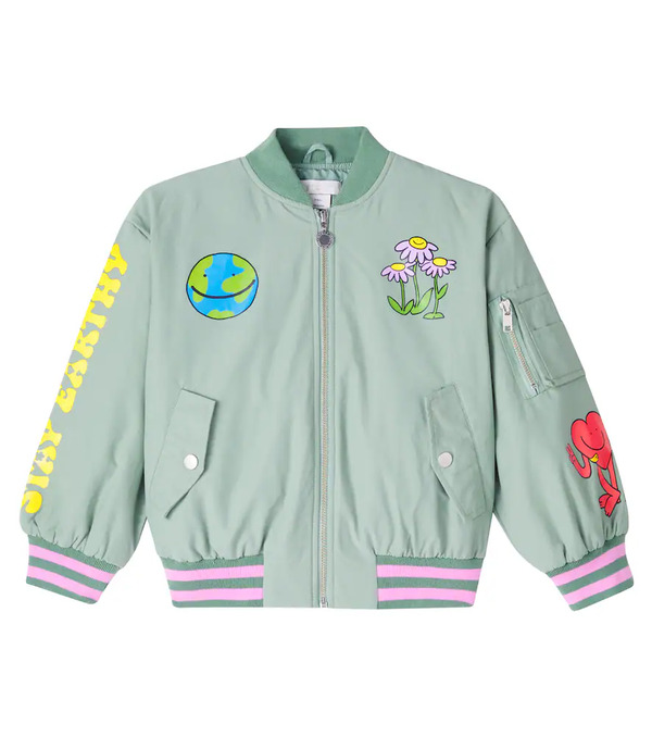  Stella Mccartney Kids Stella Mccartney Kids Printed Cotton-blend Bomber Jacket 