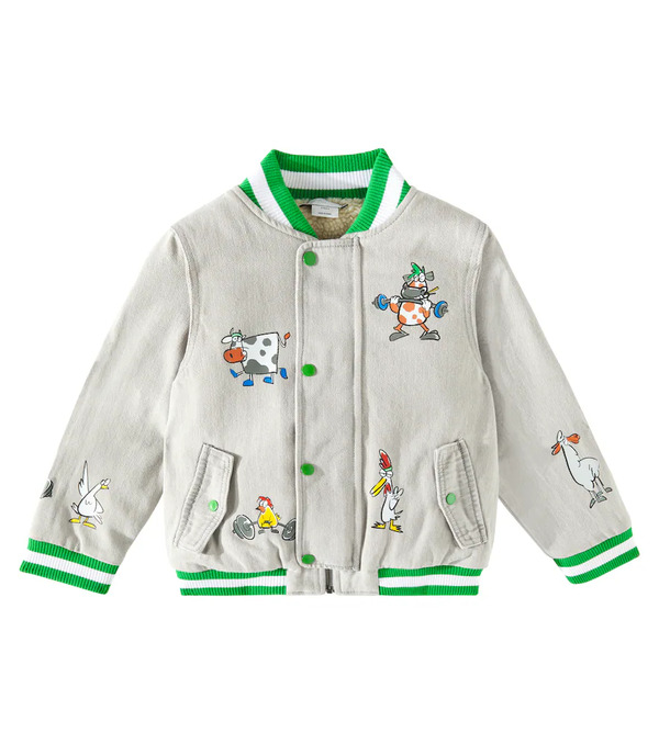 Stella Mccartney Kids Stella Mccartney Kids Printed Denim Varsity Jacket 
