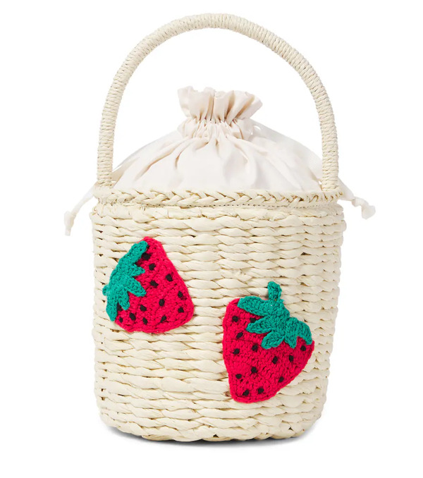  Stella Mccartney Kids Stella Mccartney Kids Woven Straw Bucket Bag 