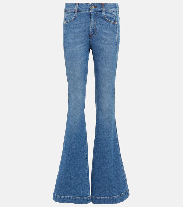  Stella Mccartney Stella Mccartney Logo Mid-rise Flared Jeans 