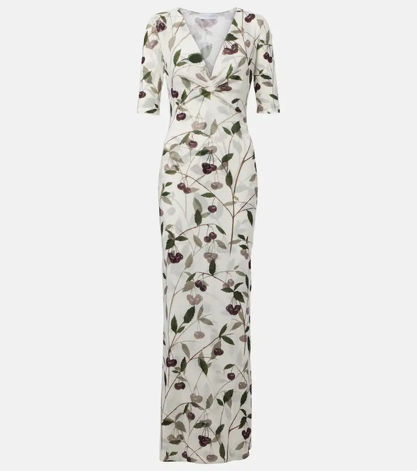  Stella Mccartney Stella Mccartney Printed Mesh Jersey Maxi Dress 
